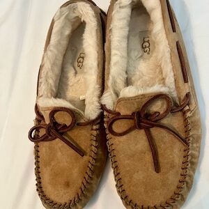 UGG Women's Chestnut Suede Loafers with Sheepskin Lining